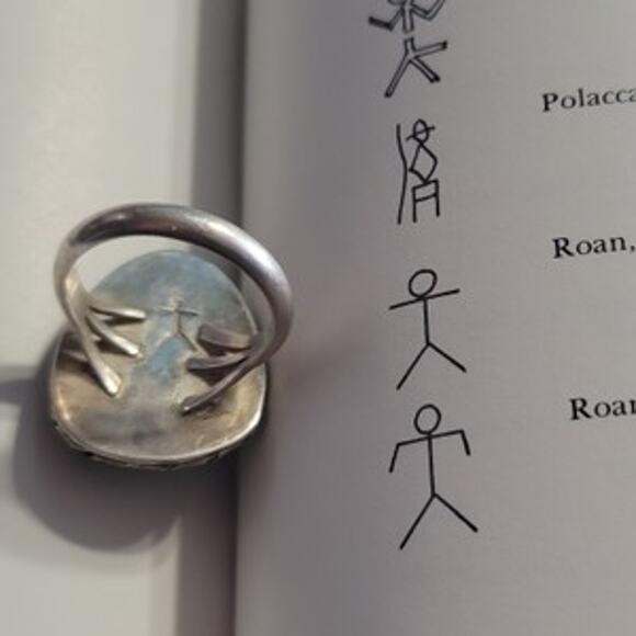 Early Jerry Roan researched Sterling Silver Green Turquoise Mens Ring sz 11.75 - Picture 5 of 10